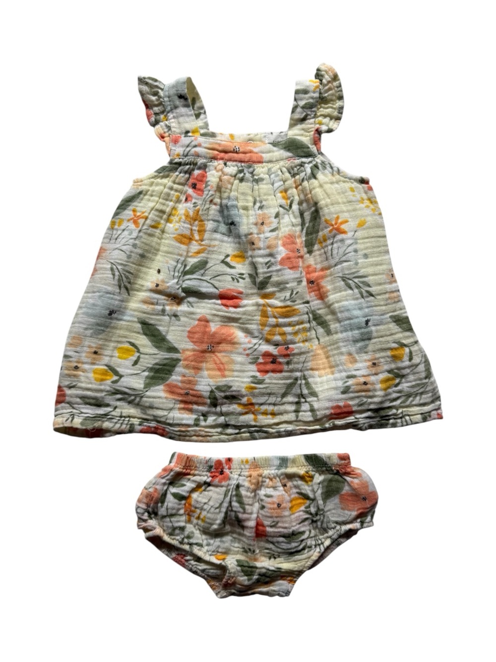 Angel Dear Baby Girl Floral Muslin Dress Bloomer Set 6-12M
